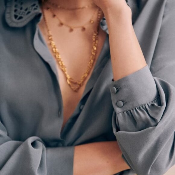 Sezane Suzane Shirt Vintage Blue NWT 38 (6) - Picture 1 of 7